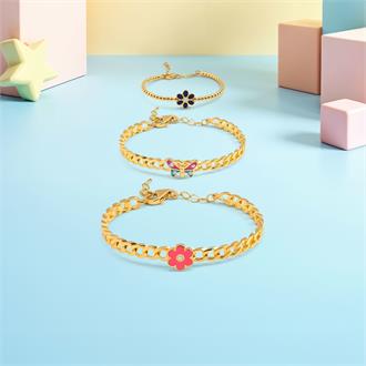 دستبند نقره بچگانه دخترانه رنگ طلا کد G65